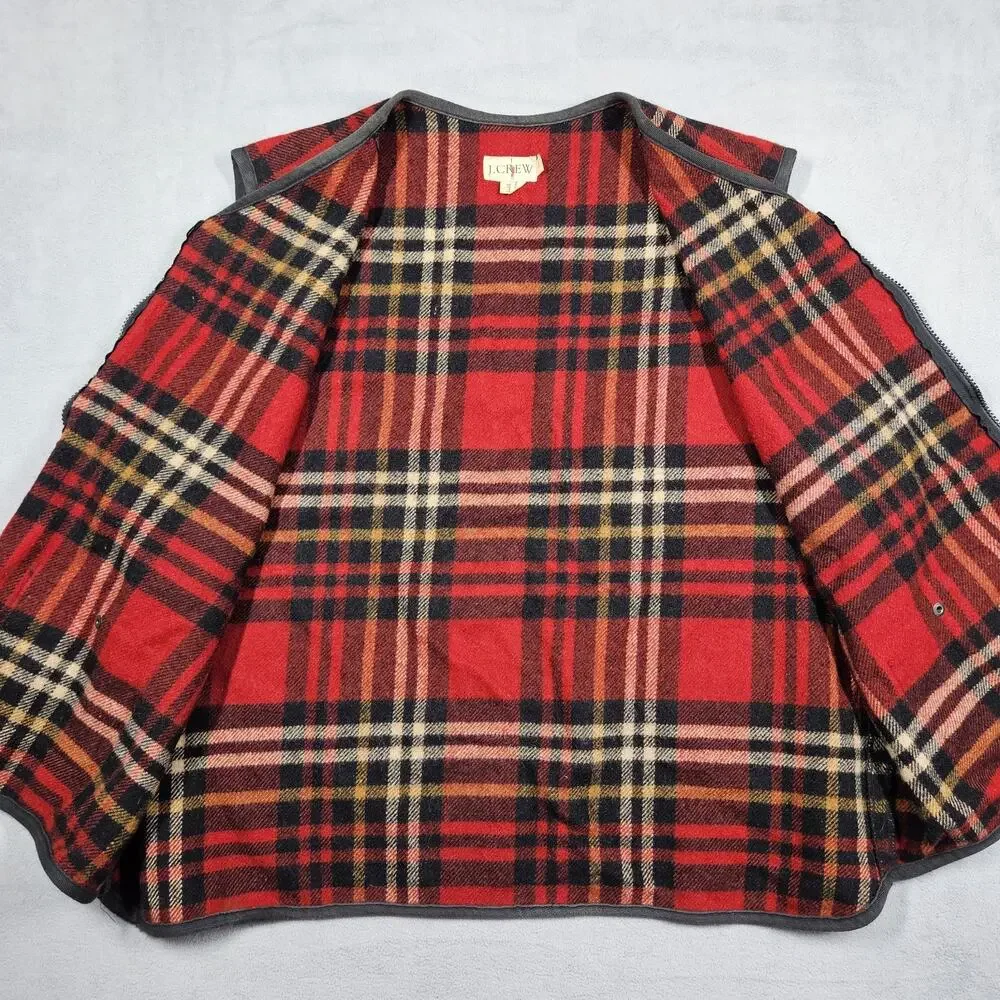 Vintage J.Crew Wool‎ Hunting Vest Men’s Size XL Red Plaid Oarsman Outdoorsman